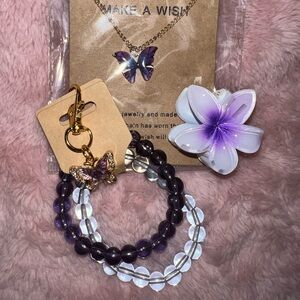 Make A Wish - Butterfly Neckline, Keychain, Beaded Bracelet, Hawaiian Mini Clip